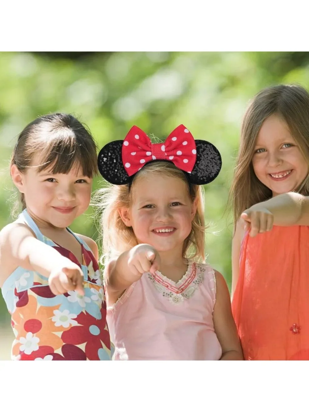 Women Red black Sequin Handmade Mickey Mouse Headband 2 Pieces